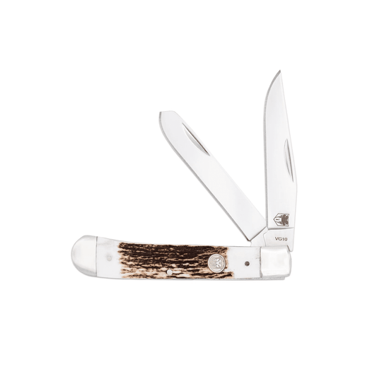 CobraTec® Traditional Two Blade Trapper – Genuine Stag Handle (CTTDTRPSTAG)