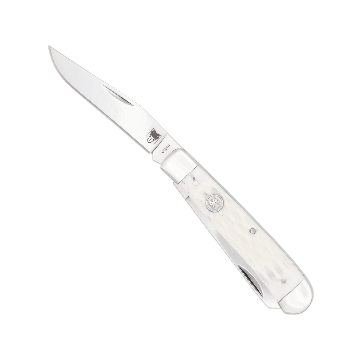 CobraTec® Traditional Two Blade Trapper – White Bone Handle (CTTDTRPWHTBN)