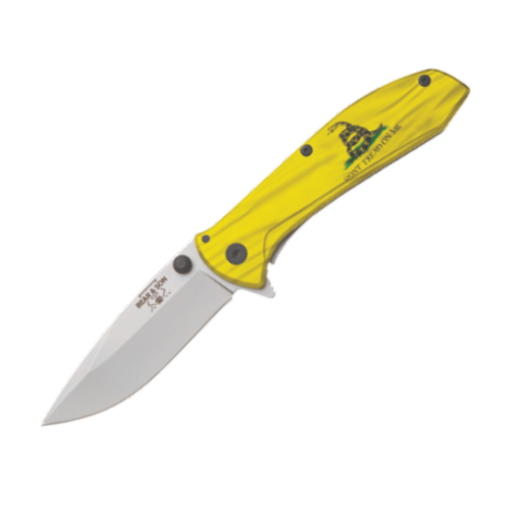 Bear & Son UV Artwork 4″ Stainless Steel Framelock Assisted Opener Gadsden Flag U112AGF