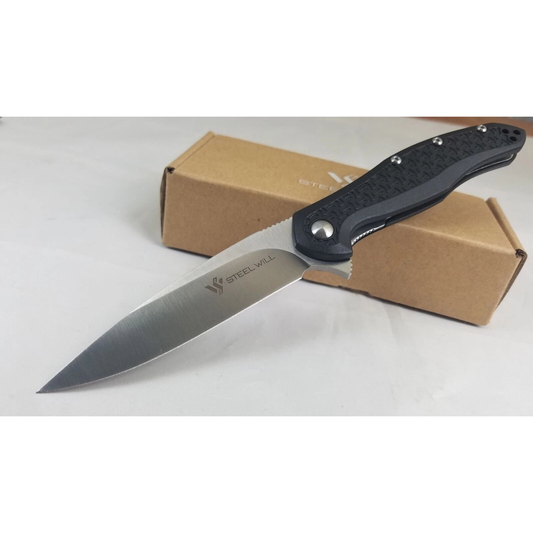 Steel Will Mini Intrigue Folding Knife (F45M-11) – 3.25" D2 Satin Blade, Black FRN Handle