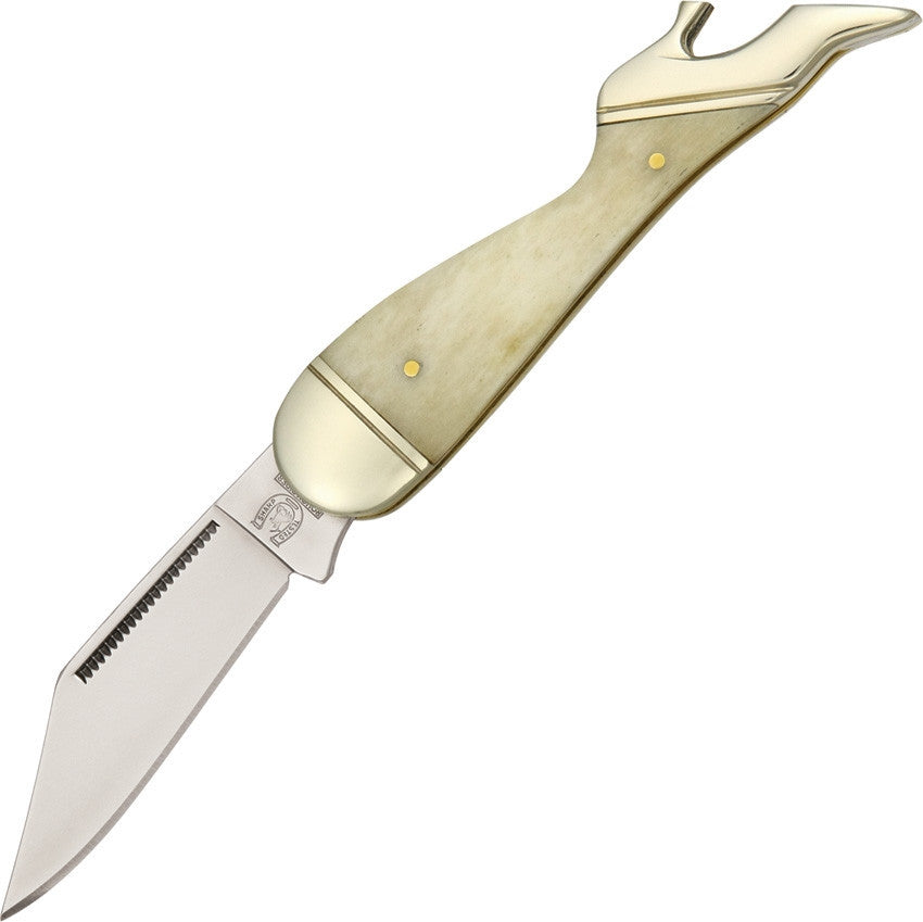 Rough Ryder RR148 Small Leg Knife, Stainless Steel, White Smooth Bone Handle
