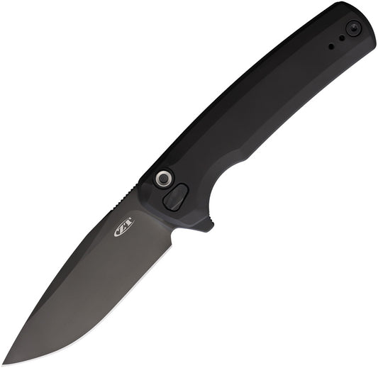 Zero Tolerance 0044BLK Button Lock Flipper Knife Black Titanium Handles