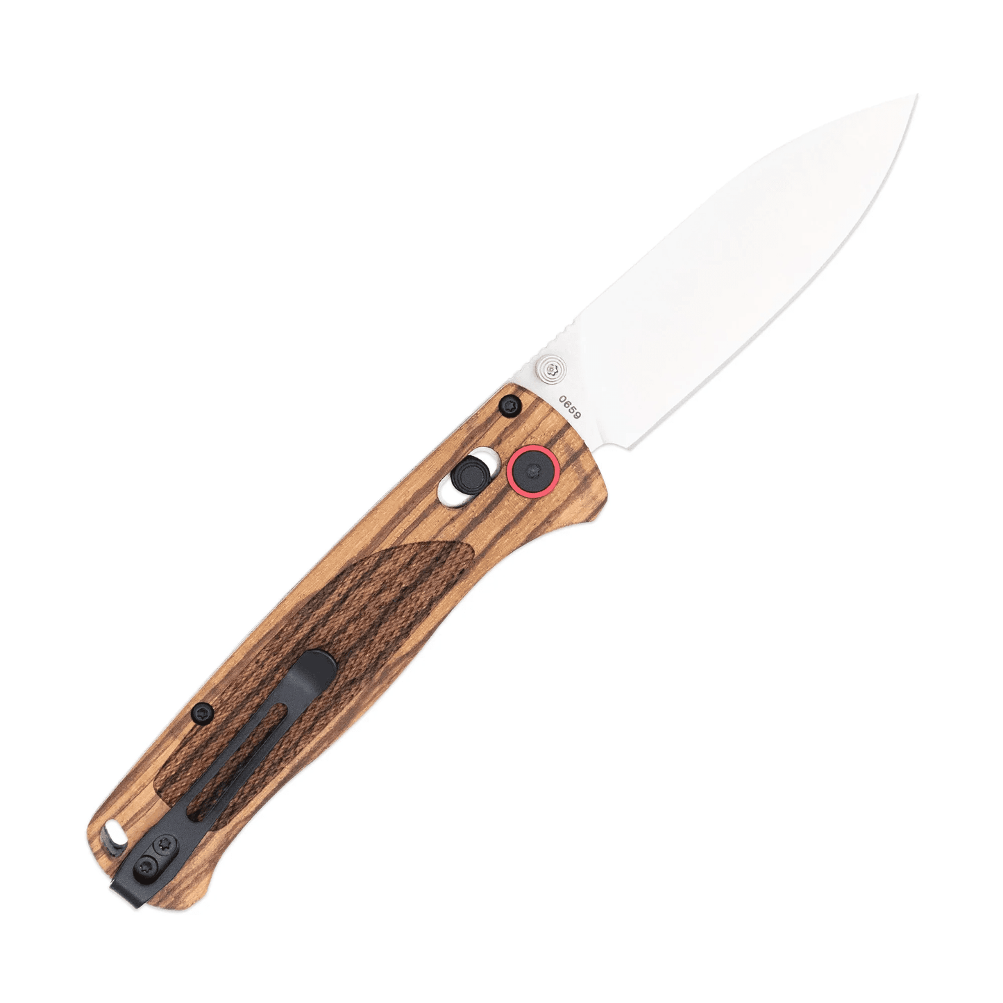 COBRATEC Zebrawood Bar Lock Blade Option Drop Not Serrated Titanium Black Coated CTZWDBLDNSBLK