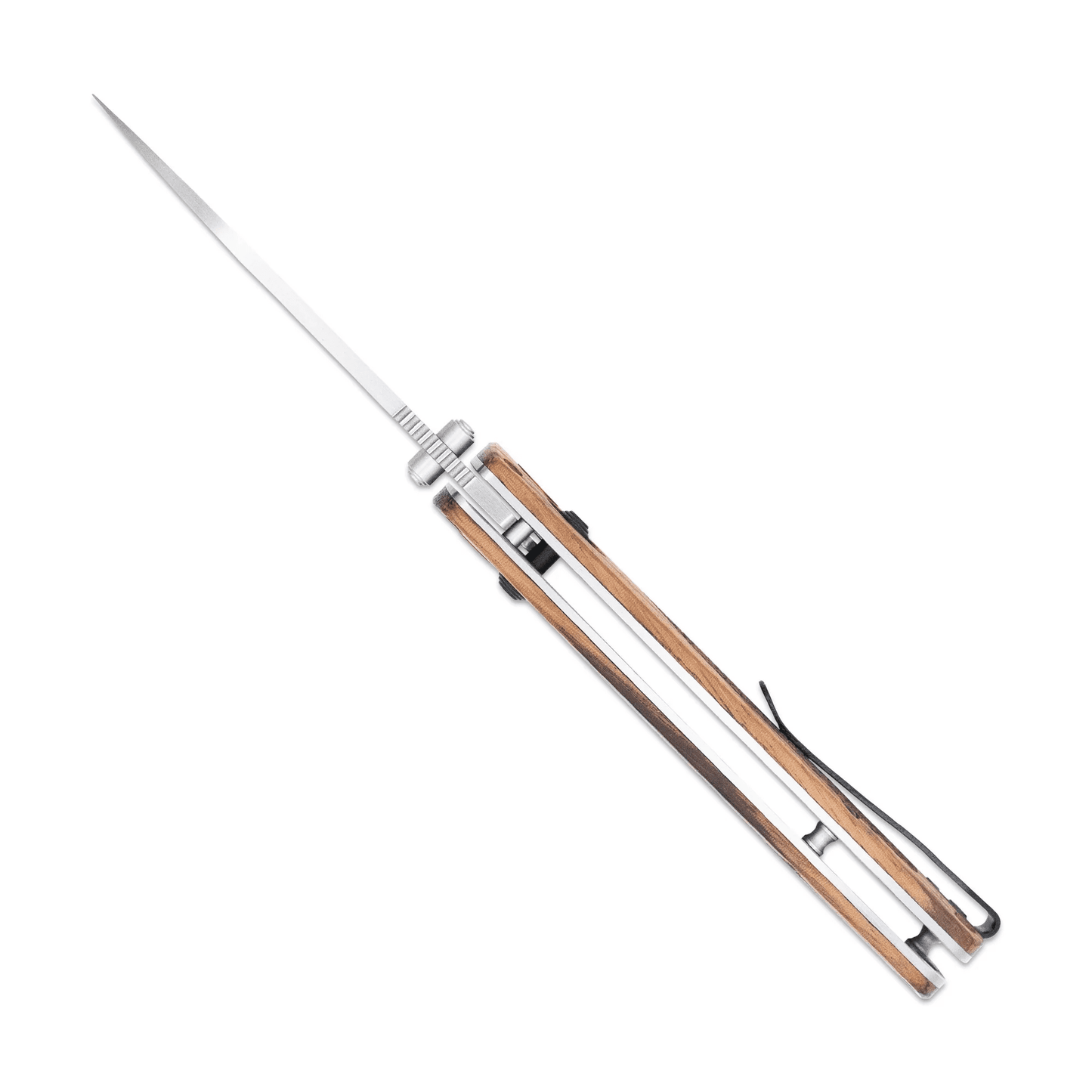 COBRATEC Zebrawood Bar Lock Blade Option Drop Not Serrated Titanium Black Coated CTZWDBLDNSBLK