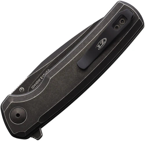 Zero Tolerance 0044BLK Button Lock Flipper Knife Black Titanium Handles
