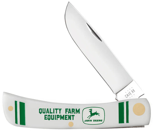 Case XX John Deere Embellished Smooth White Synthetic Sod Buster® Jr CA15789