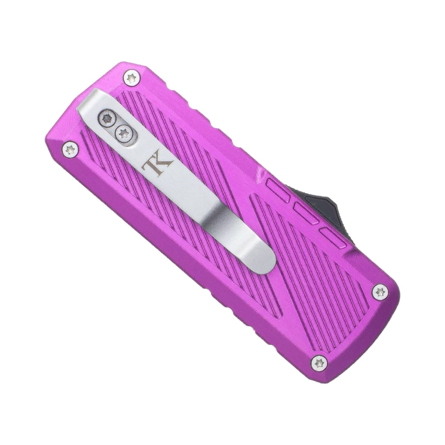 TacKnives Zipper Utility Knife Purple SK5 Razor Blade Aluminum & Titanium Handle EDC