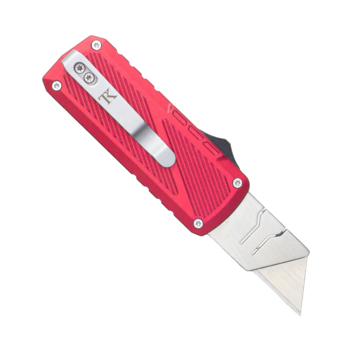 TacKnives Zipper Utility Knife Red SK5 Razor Blade Aluminum & Titanium Handle EDC
