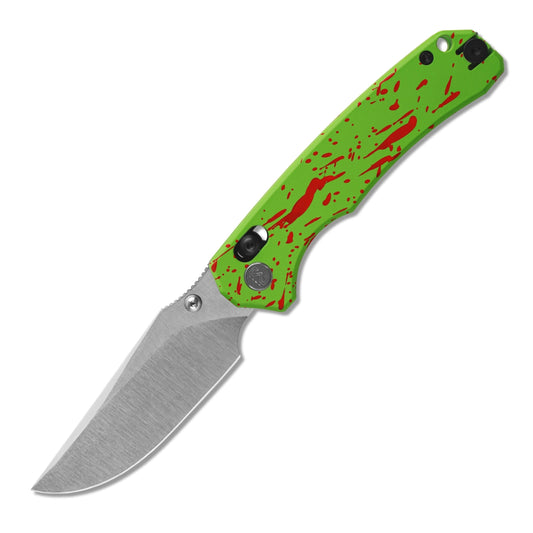 Miguron Thaly Crossbar Lock Folding Knife MGR834GN 3.11" D2 Satin Clip Point Blade Green Aluminum Handle | MGR834GN