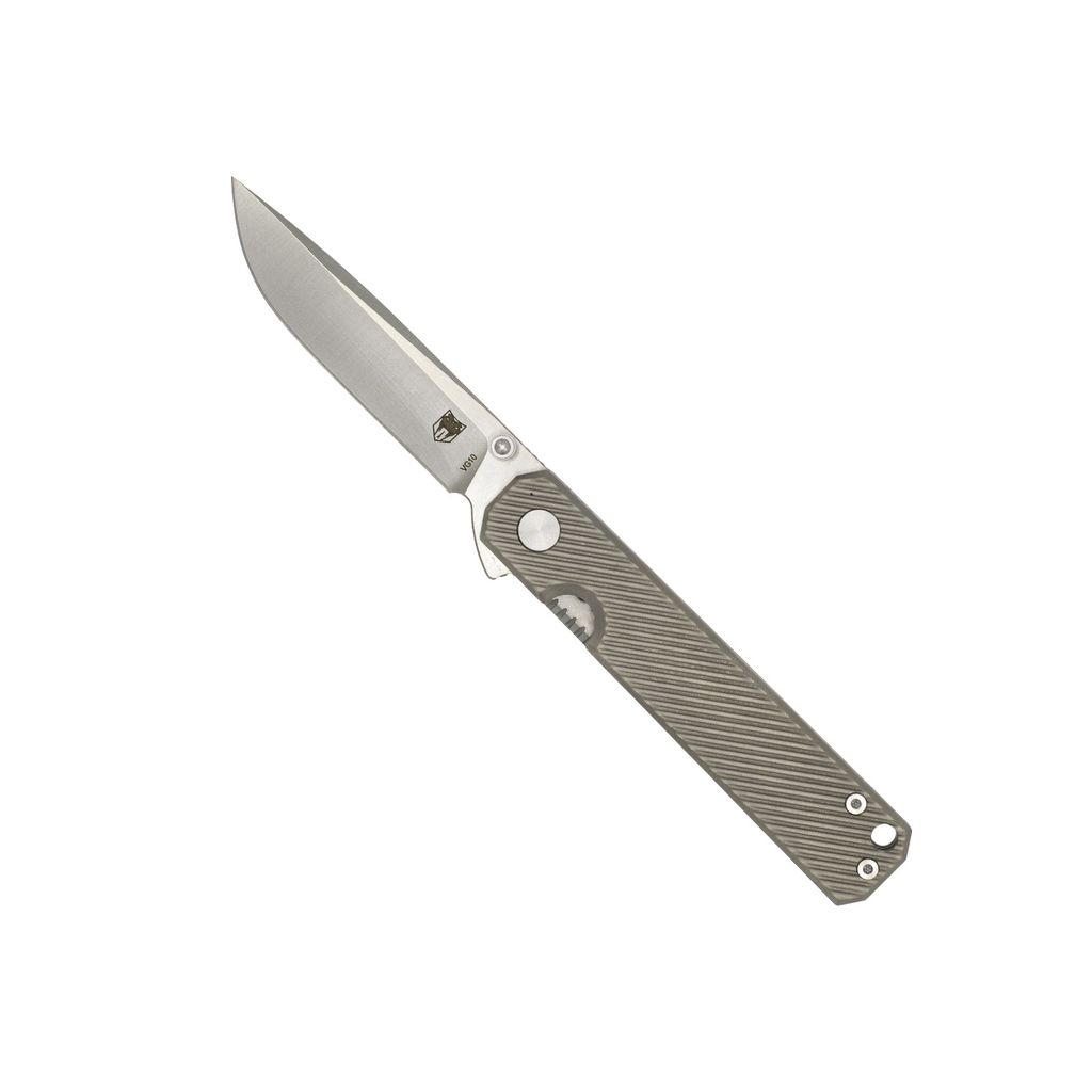 CobraTec Rook Titanium Folding Knife – VG10 Drop Point Non-Serrated EDC Knife CTROOKVG10STN