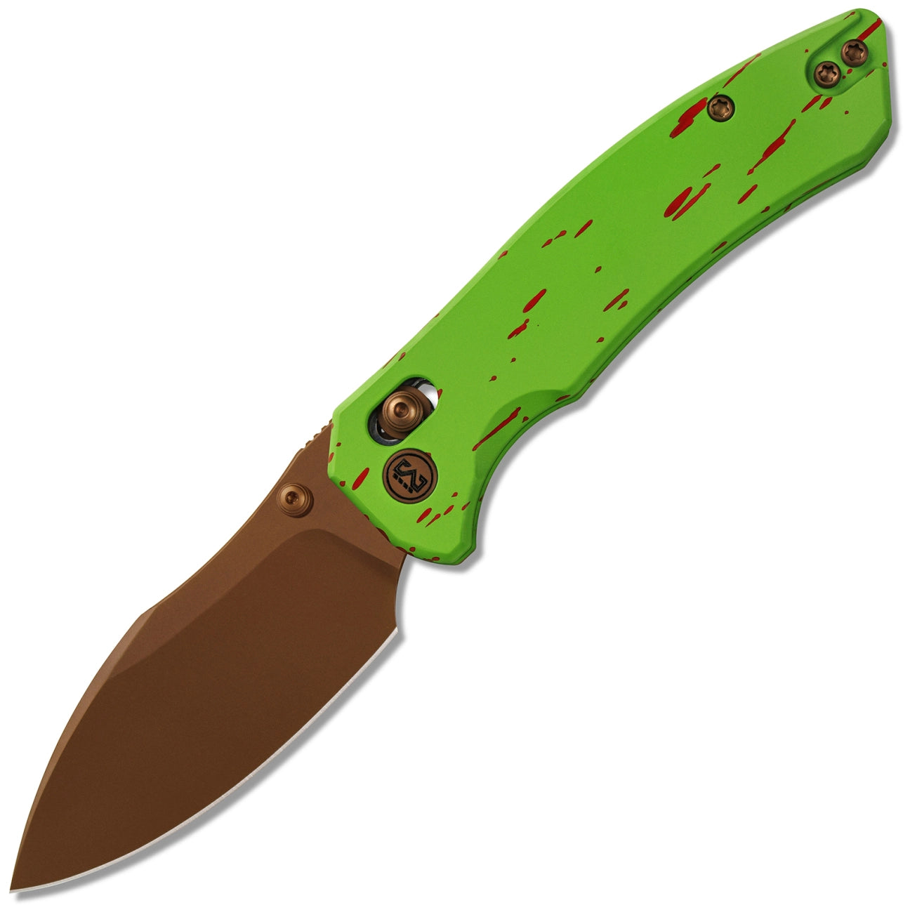 Miguron Norsa Cross-Bar Lock Folding Knife  MGR820RGN2.99" Rose Gold PVD D2 Blade  Green PVD Aluminum Handle | MGR820RGN