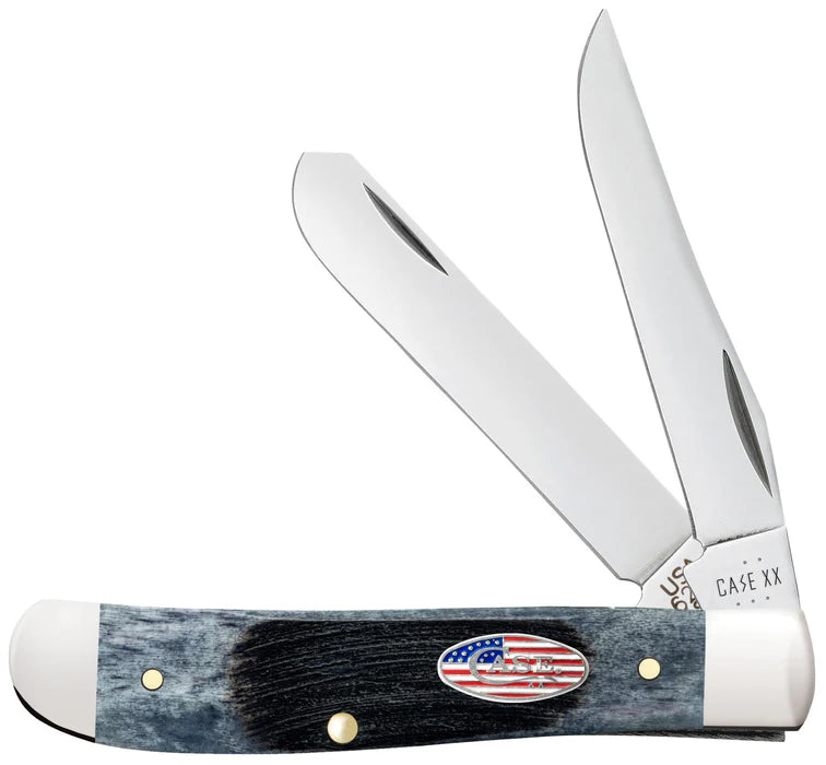 Case XX 53066 Mini Trapper (Gray Sawcut Jigged, Bone, Clip/Spey) Pocket Knife