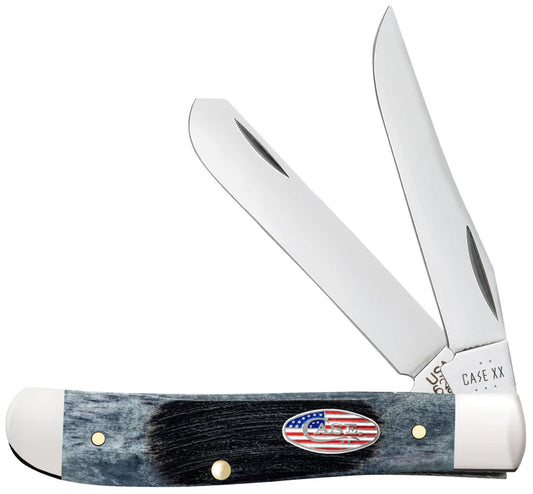 Case XX 53066 Mini Trapper (Gray Sawcut Jigged, Bone, Clip/Spey) Pocket Knife