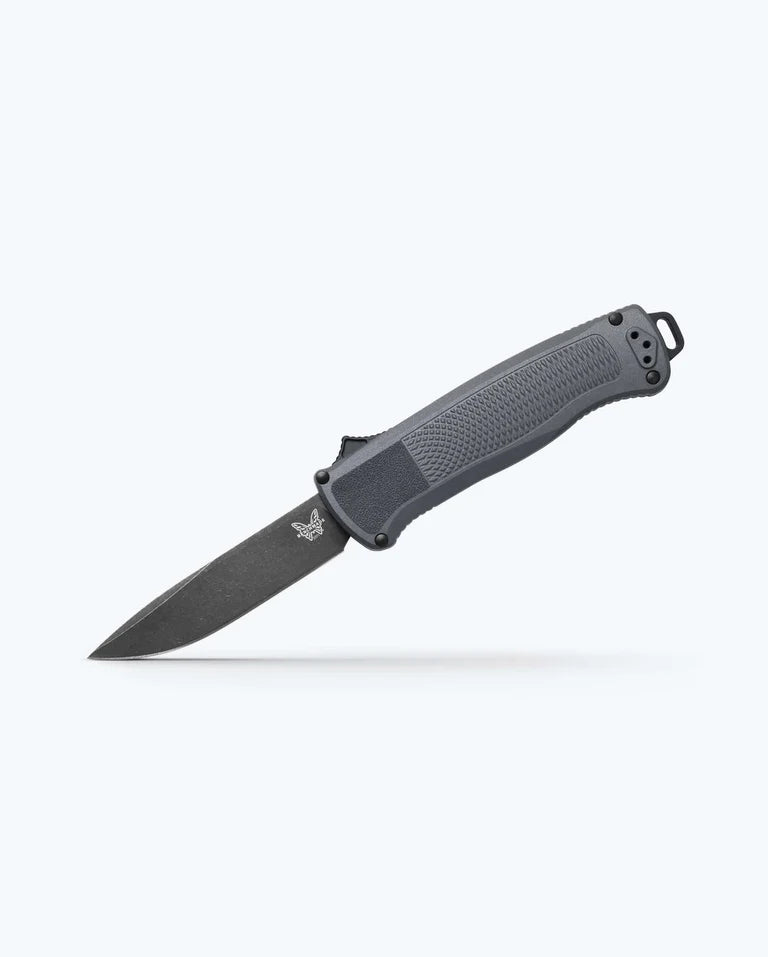 Benchmade Shootout® Double-Action OTF Automatic Knife – 3.494" S30V DLC Battlewash Drop-Point Blade, Dark Gray Handle | 5371BK-05