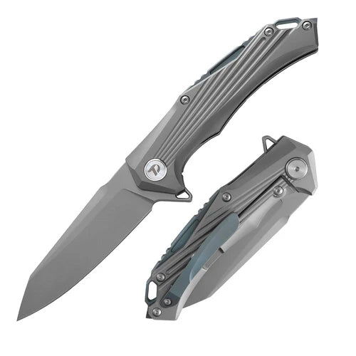 DreamTech Titanium Folding Knife 3.74" D2 Satin Drop Point D3287TG