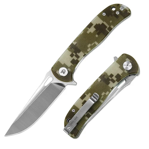 DreamTech 3.27" D2 Drop Point Camouflage G10 Folding Knife D3898GC