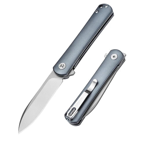 DreamTech 4.02" D2 Blue Aluminum Folding Knife D4280G
