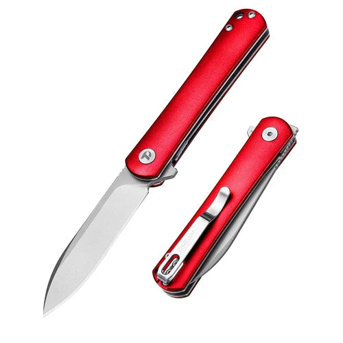 DreamTech 4.02" D2 Red Aluminum Folding Knife D4280R