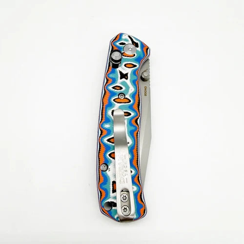 DreamTech D4508MBO Tanto Folding Knife 2.99" 14C28N Blue & Orange Micarta D4508MBO