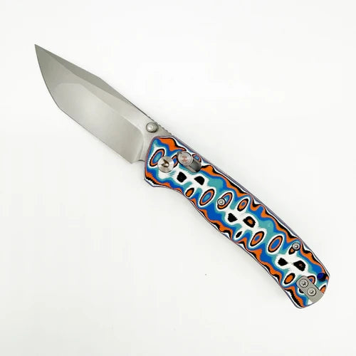 DreamTech D4508MBO Tanto Folding Knife 2.99" 14C28N Blue & Orange Micarta D4508MBO