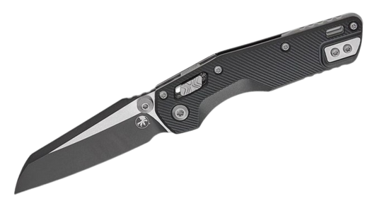 Microtech MSI Mini RAM-LOK Manual Folding Knife Black Fluted Aluminum (3.19" M390MK Modified Sheepsfoot Blade) 210M-10FL