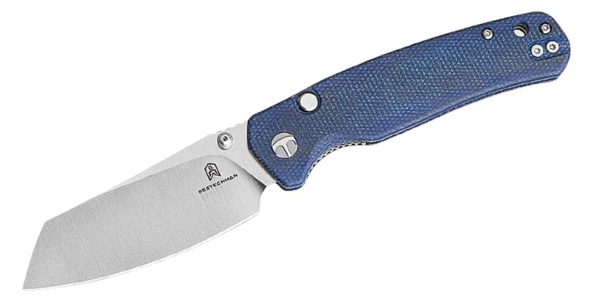 Bestechman Cicada's Wing Top Liner Lock Folding Knife | 3.15" | Blue Micarta Handle | BMK24-M-1
