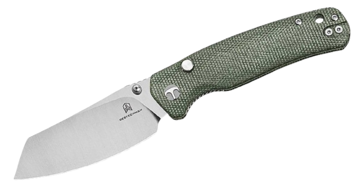 Bestechman Cicada's Wing Top Liner Lock Folding Knife | Green Micarta Handle | BMK24-M-2