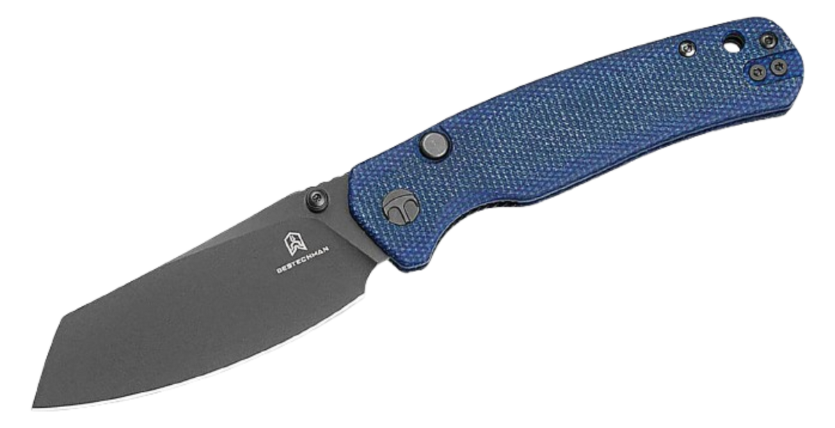 Bestechman Cicada's Wing Top Liner Lock Folding Knife | Blue Micarta Handle | BMK24-M-4