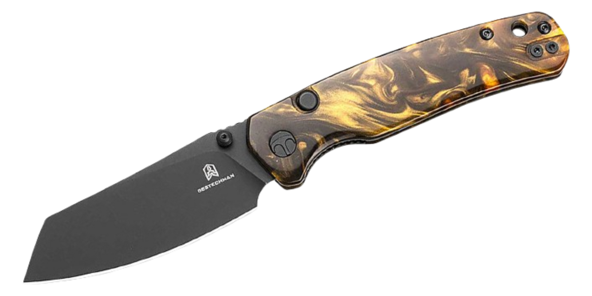 Bestechman Cicada's Wing Top Liner Lock Folding Knife | Brown Resin Handle | BMK24-R-4