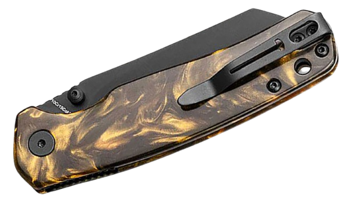 Bestechman Cicada's Wing Top Liner Lock Folding Knife | Brown Resin Handle | BMK24-R-4