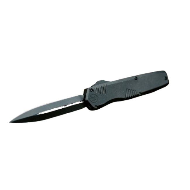 Krate Tactical Sentinel OTF Knife Black Double Edge Dagger Blade Automatic KRT-OTF-2LKF-AKK-D0D2K