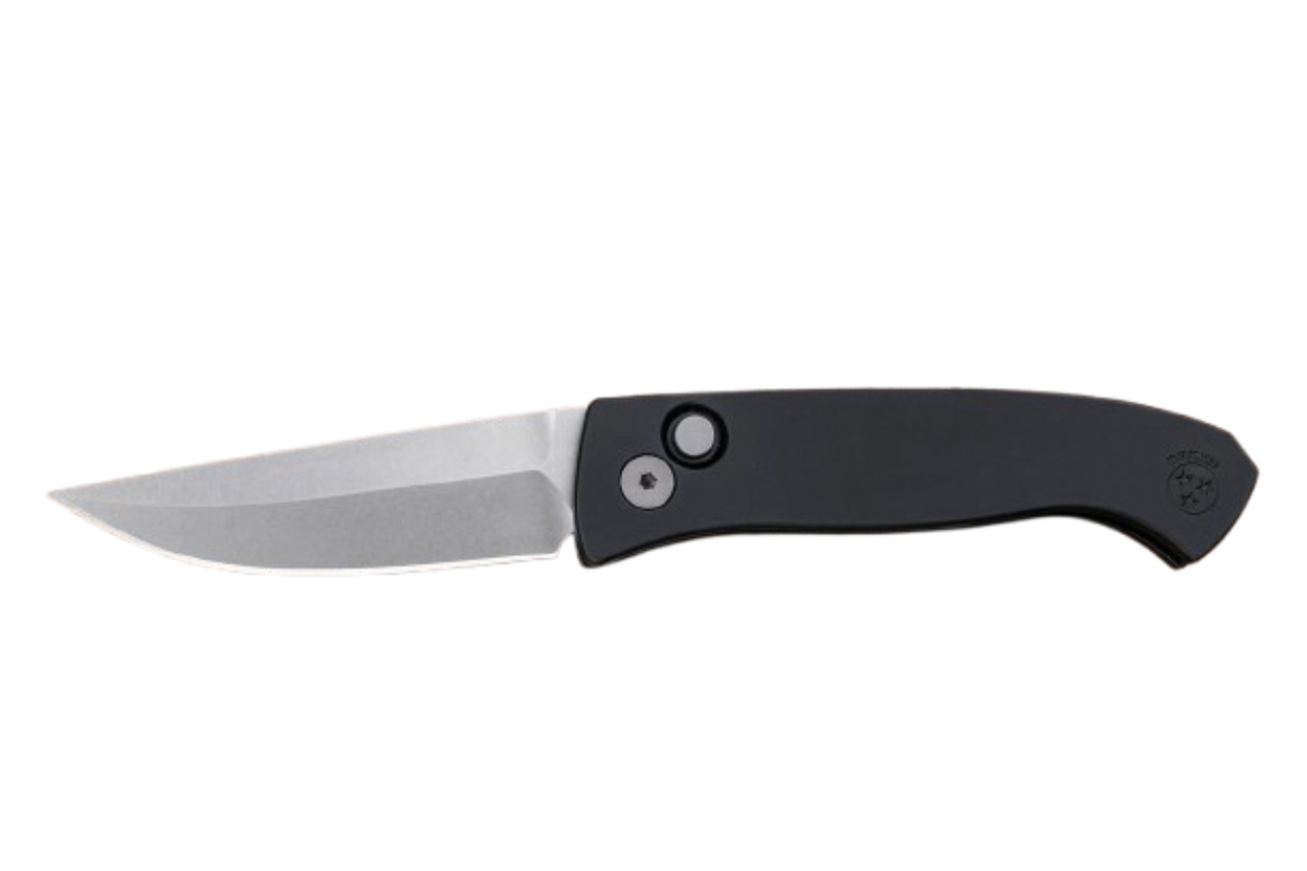 Pro-Tech x Walter Brend Automatic Knife | 3.35" Stonewashed MagnaCut Drop Point Blade | Black 6061 Aluminum | WB1101
