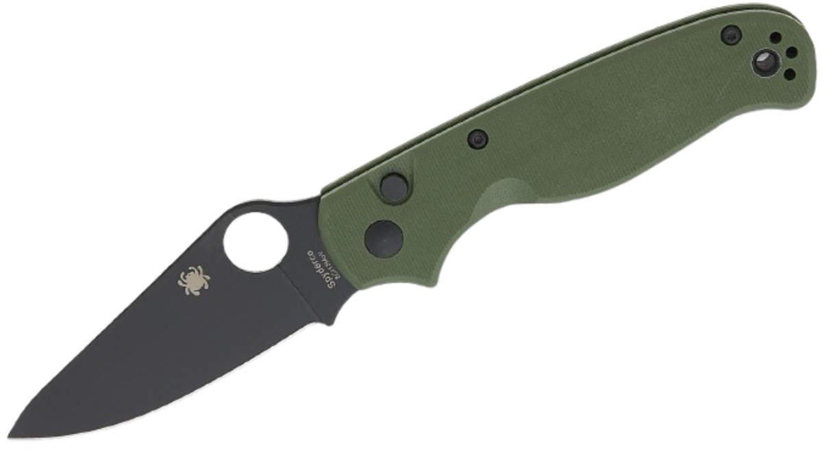 Spyderco ButtonUp 3.27" Black 8Cr13MoV Modified Clip Point Folding Knife OD Green G10  C275GPGRBK