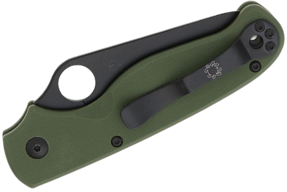 Spyderco ButtonUp 3.27" Black 8Cr13MoV Modified Clip Point Folding Knife OD Green G10  C275GPGRBK