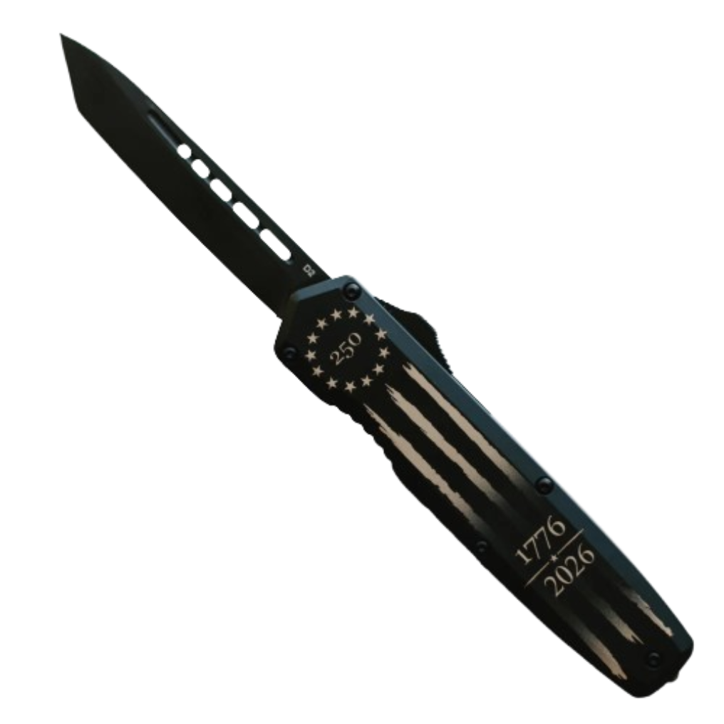 KRATE Tactical Betsy Ross Flag Large OTF Knife | Tanto Blade | KRT-OTF-2LKC-AKK-T0D2K