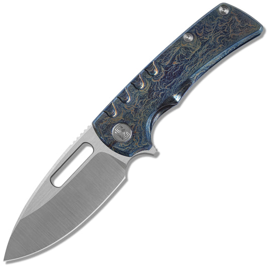 Miguron Arma Flipper Folding Knife – 3.78" Elmax Satin Blade, Lightning Strike Finish Titanium Handle | MGR603DG