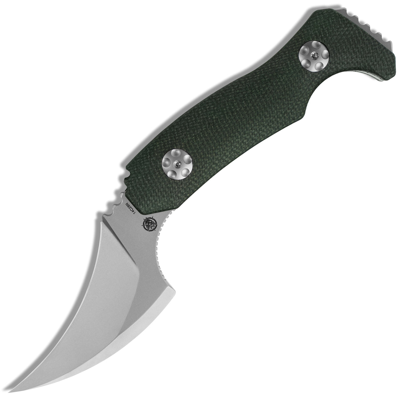 Ameight LSM Fixed Blade Knife – 2.82" 14C28N Light Grey PVD Blade, Green Micarta Handle | AME508MGN