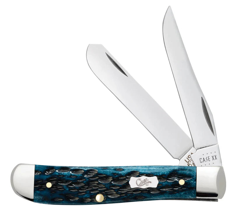 Case XX Pocket Worn® Peach Seed Jig Mediterranean Blue Bone Mini Trapper 51852