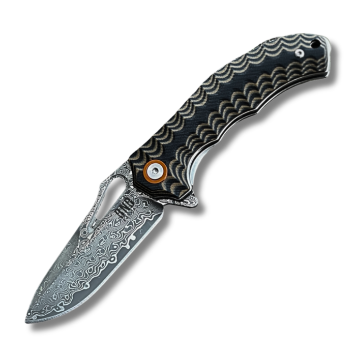 BNB Desert Hawk 6066DH Button Lock Pocket Knife – Compact VG10 Damascus EDC Blade