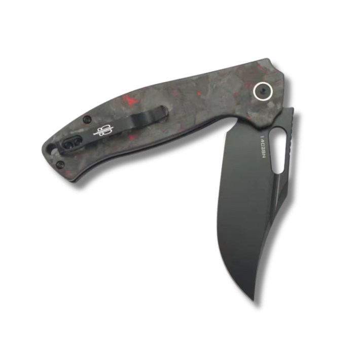 BNB Crushed Lava 7768L – 14C28N Titanium Wash Bowie EDC Knife