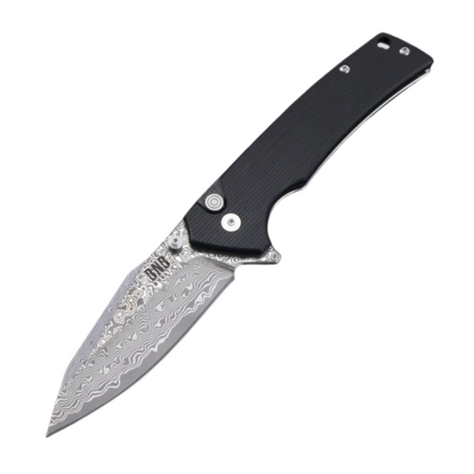 BNB Gaboon Viper 8088V Button Lock Pocket Knife – Full-Size VG10 Damascus EDC Blade