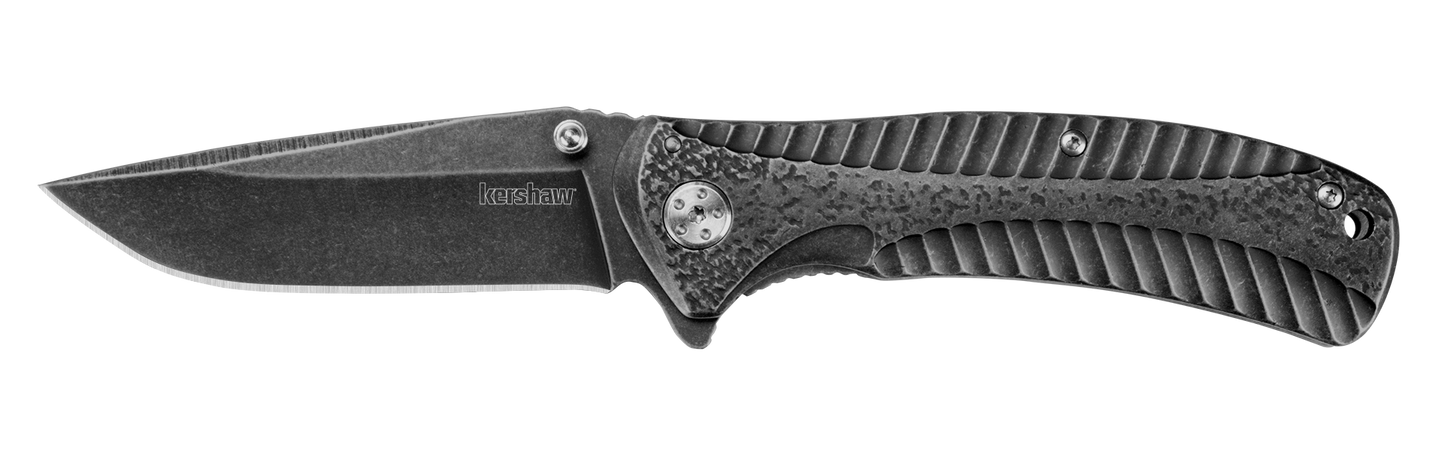 Kershaw Starter Folding Pocket Knife (1301BW); 4Cr14 Steel Blade With Black-Oxide BlackWash Finish, SpeedSafe Assisted
