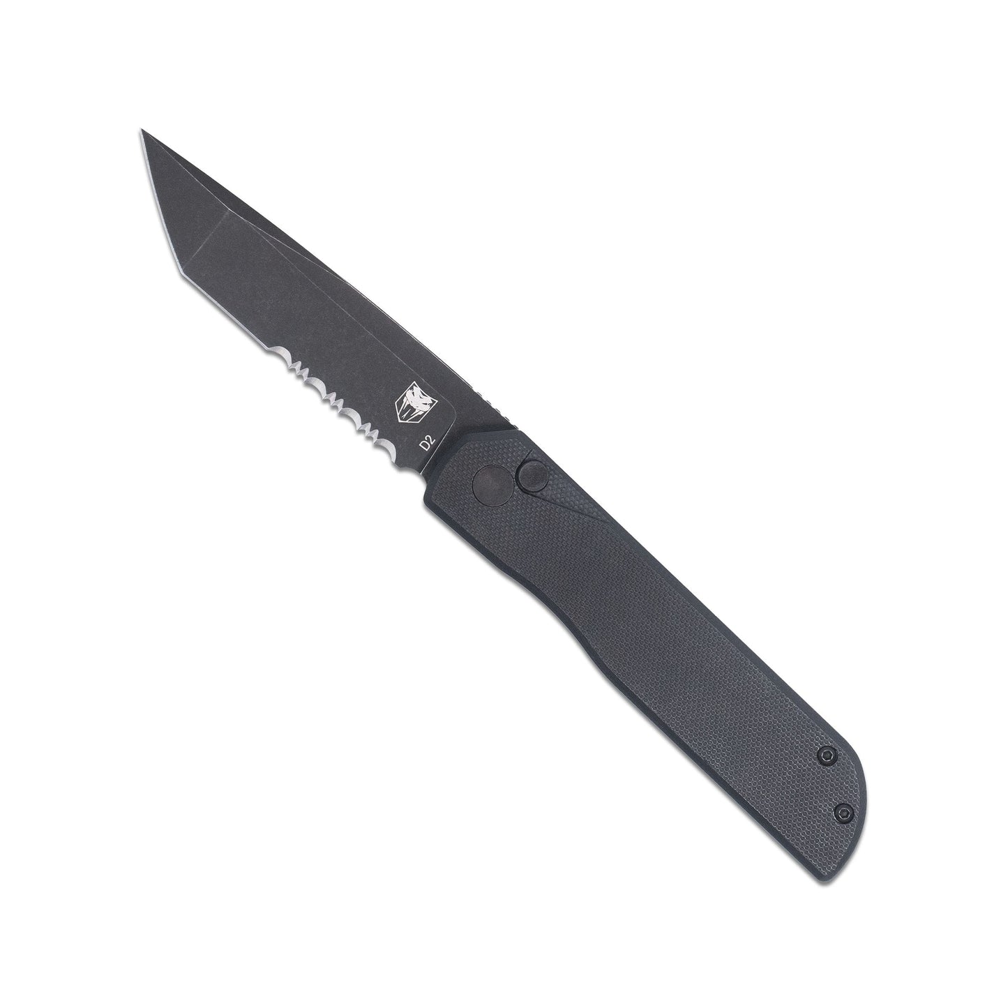 CobraTec Prowler G-10 Button Lock Black - Tanto Serrated CTPLRBLKBLTS