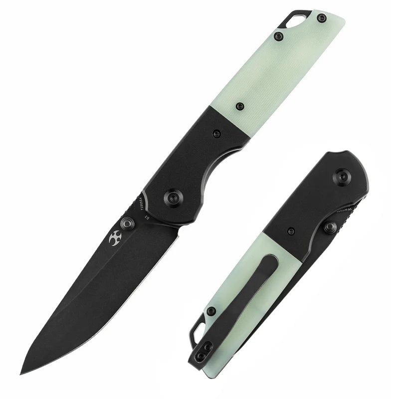 KANSEPT Warrior Folding Knife – Black TiCN D2 Blade & Jade G10 Handle (T1005S4)
