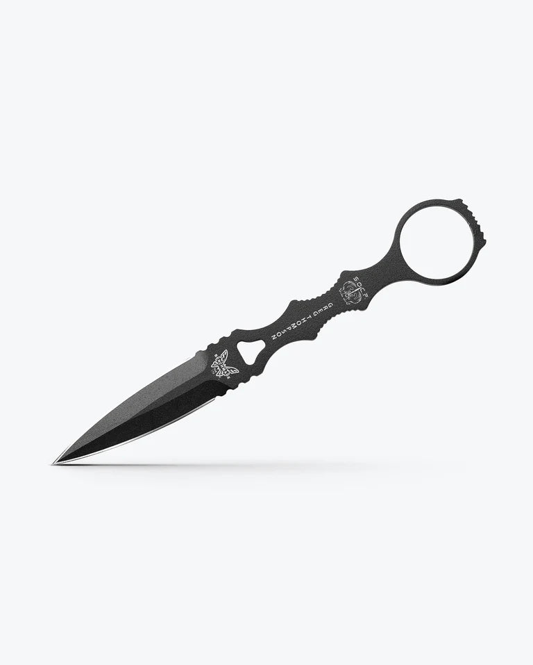 Benchmade SOCP® Dagger Fixed Blade – 3.22" Black Powder-Coated Double-Edged 440C Dagger, Sand MOLLE® Sheath | 176BKSN