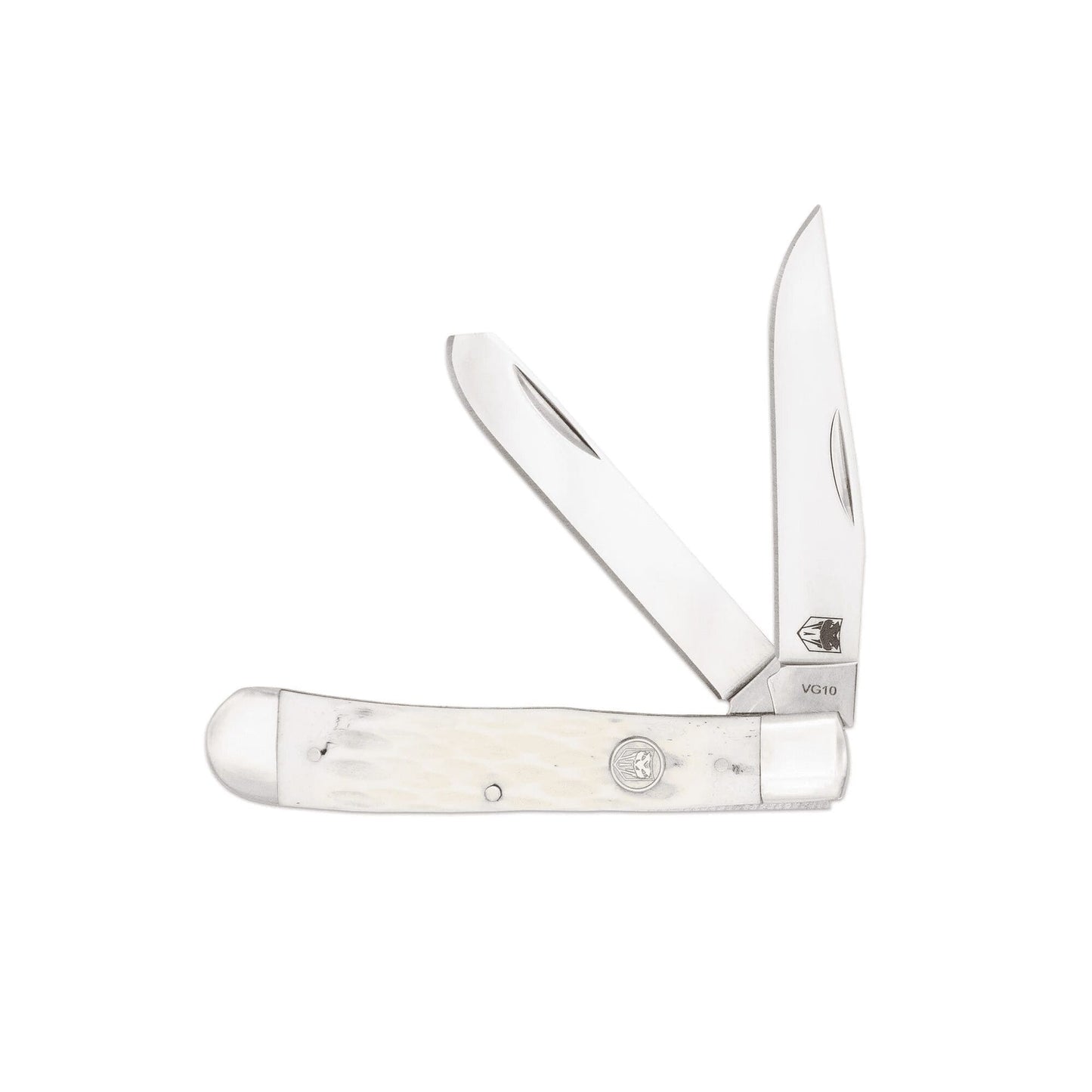 CobraTec® Traditional Two Blade Trapper – White Bone Handle (CTTDTRPWHTBN)