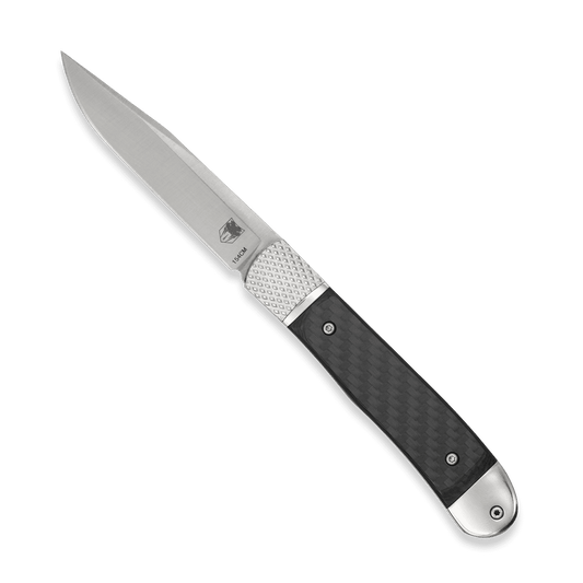 CobraTec Trapper Hidden Release Folding Knife | Carbon Fiber Handle | 154CM Steel | CTTHRCF154CM