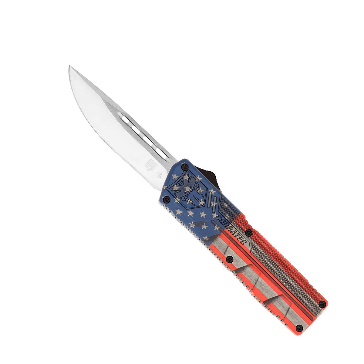 CobraTec Lightweight American Flag OTF Knife (Cerakote) – Drop Not Serrated AFCCTLWDNS