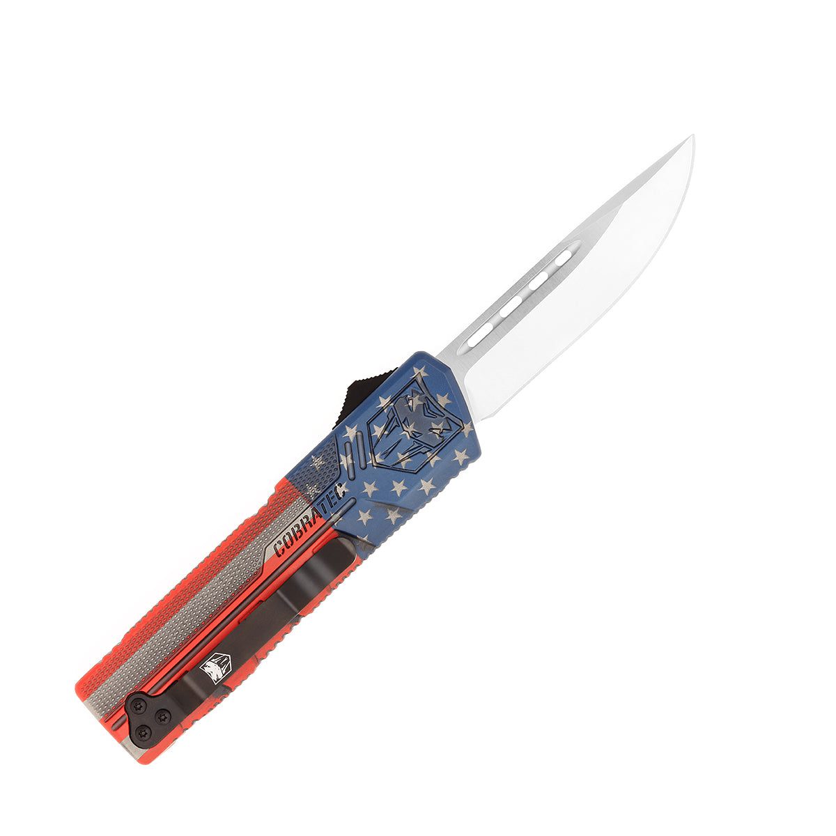 CobraTec Lightweight American Flag OTF Knife (Cerakote) – Drop Not Serrated AFCCTLWDNS
