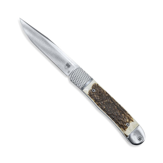 CobraTec Trapper Hidden Release Automatic Knife – Stag Handle D2 Steel Folding Knife CTTHRSTG